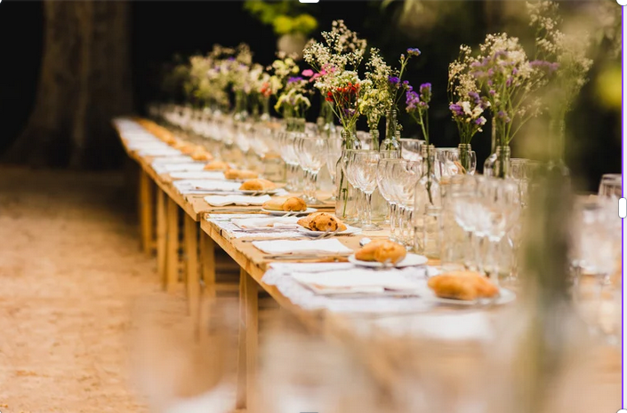 Glasses on set table